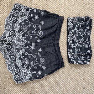 black and white shorts set